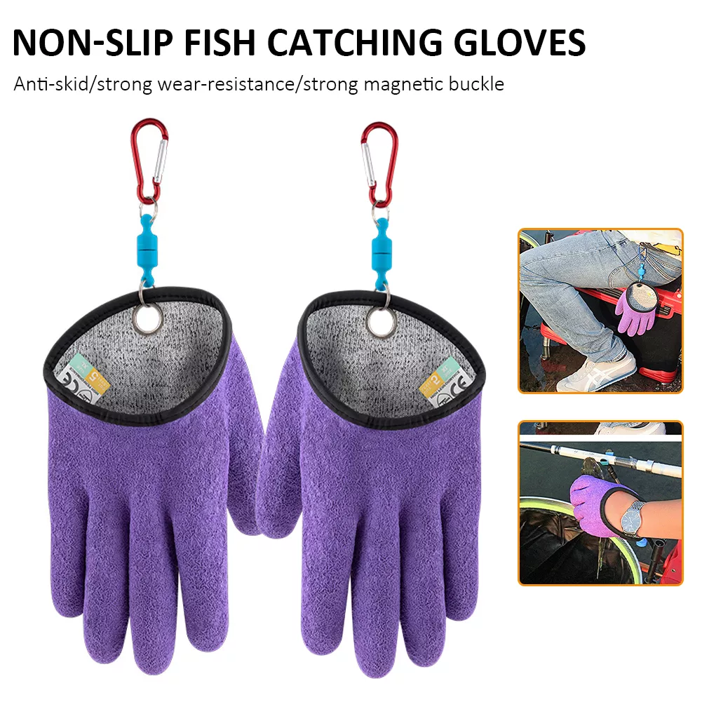 또는 오른손 낚시 장갑 방수 미끄럼 방지 물고기 잡기 의류 장갑, 자석 릴리스 하프 팜 낚시 장갑